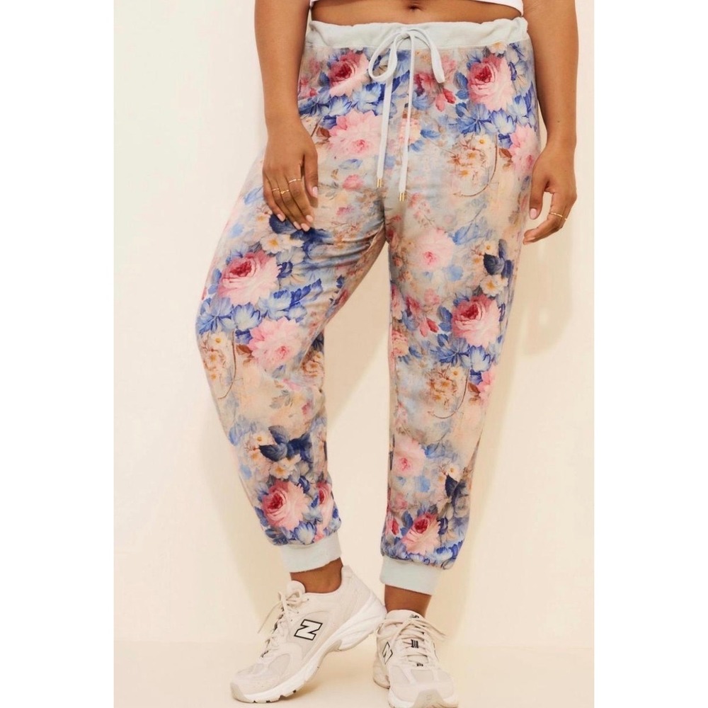 Selkie Chateau Paper Sleepover Jogger Sweatpants Pretty Floral Size 4X NWT